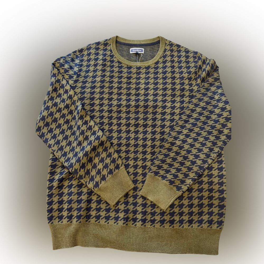 Club Room black and green herringbone pattern sweater size XL new with tags